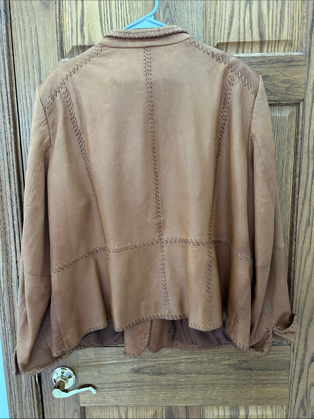 Ellen Tracy Light Brown Leather Button-Front Blazer image 5